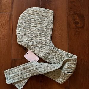 NWT and other stories Knit Hooded Scarf Bonnet in Light Green